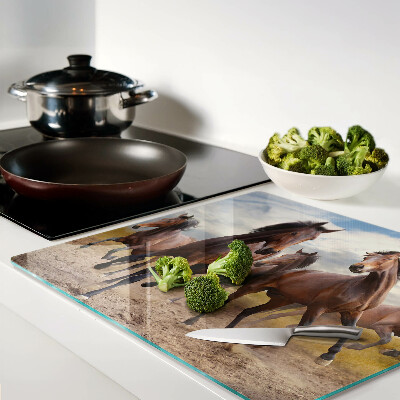 Planche à découper en verre Chevaux courant dans le pâturage