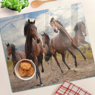 Planche à découper en verre Chevaux courant dans le pâturage