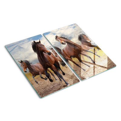Planche à découper en verre Chevaux courant dans le pâturage