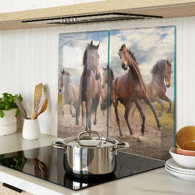Planche à découper en verre Chevaux courant dans le pâturage