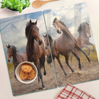 Planche à découper en verre Chevaux courant dans le pâturage