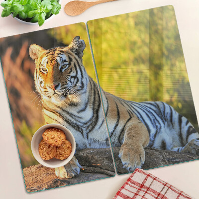 Planche à découper verre Tigre en arrière-plan de la nature