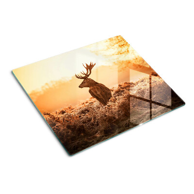 Planche à découper en verre Cerf sur fond de coucher de soleil