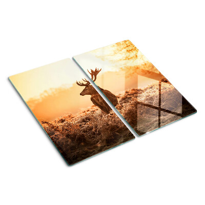 Planche à découper en verre Cerf sur fond de coucher de soleil