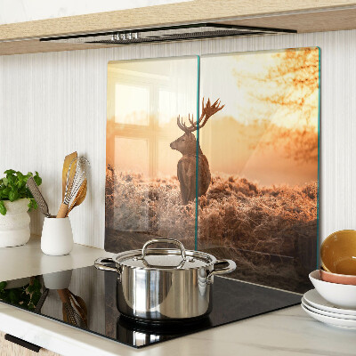 Planche à découper en verre Cerf sur fond de coucher de soleil