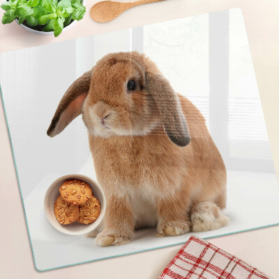 Planche à découper en verre Lapin sur fond blanc