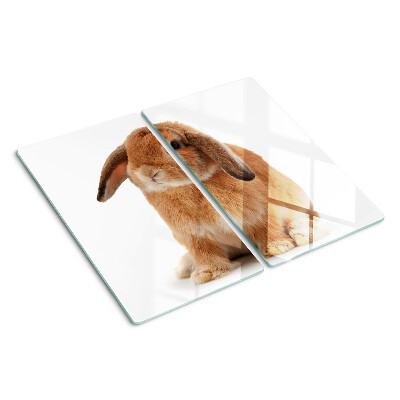 Planche à découper en verre Lapin sur fond blanc