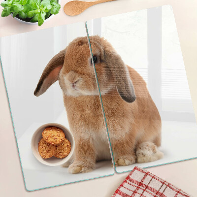 Planche à découper en verre Lapin sur fond blanc