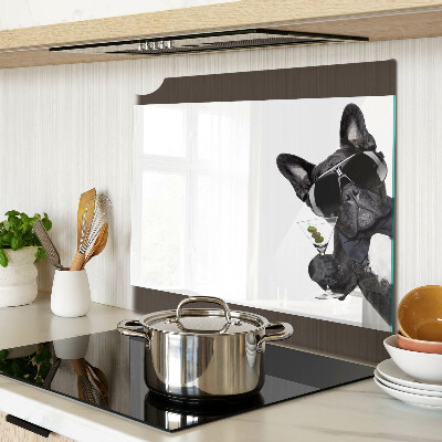 Planche à découper en verre Chien avec des lunettes de soleil