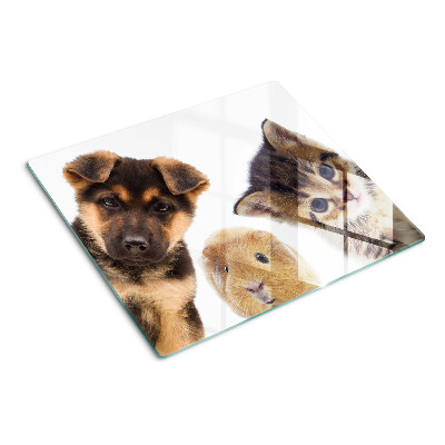 Planche à découper verre Chiens, chats, lapins