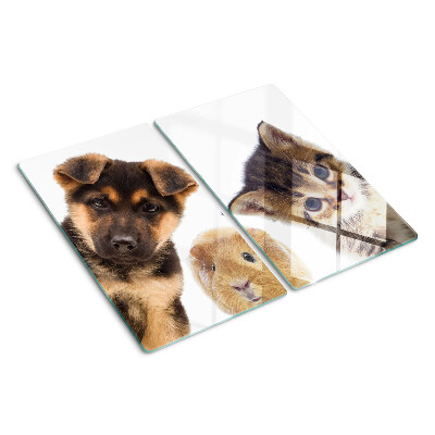 Planche à découper verre Chiens, chats, lapins
