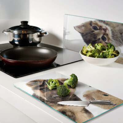 Planche à découper verre Chiens, chats, lapins