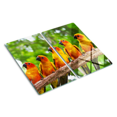 Planche à découper verre Perroquets sur une branche