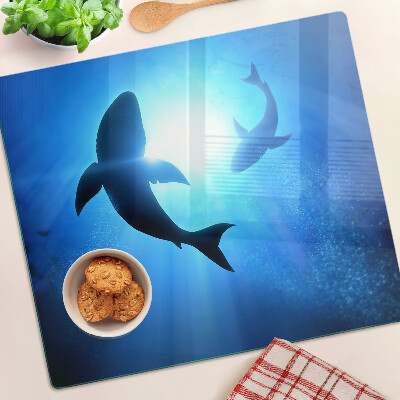 Planche à découper en verre Requins dans la lumière sous-marine