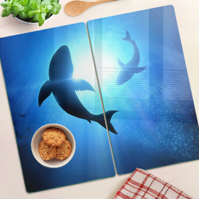 Planche à découper en verre Requins dans la lumière sous-marine