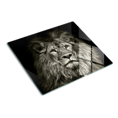 Planche à découper verre Lion en noir et blanc
