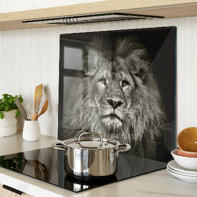 Planche à découper verre Lion en noir et blanc