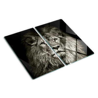 Planche à découper verre Lion en noir et blanc