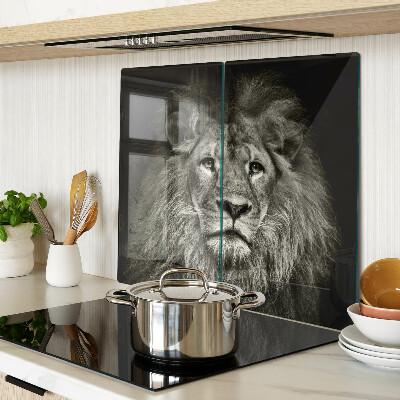 Planche à découper verre Lion en noir et blanc