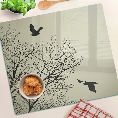 Planche à découper en verre Oiseaux sur les branches des arbres