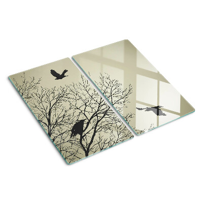 Planche à découper en verre Oiseaux sur les branches des arbres