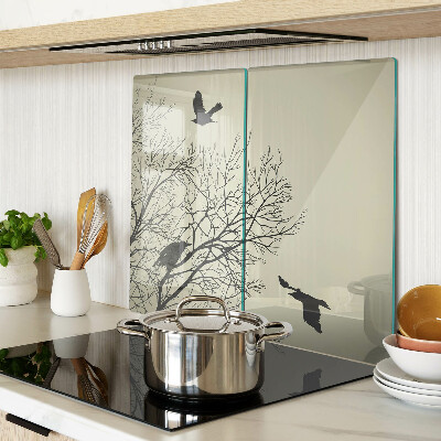 Planche à découper en verre Oiseaux sur les branches des arbres