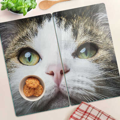 Planche à découper en verre Chat aux yeux verts