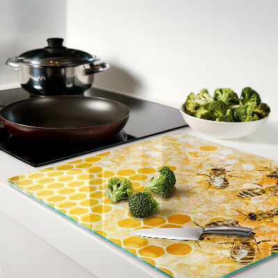 Planche à découper verre Ruches et abeilles