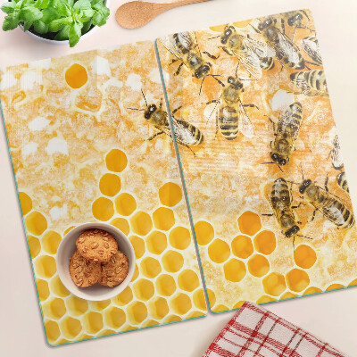 Planche à découper verre Ruches et abeilles