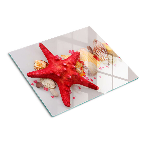 Planche à découper en verre Coquillages et étoiles de mer