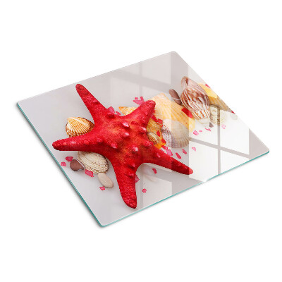 Planche à découper en verre Coquillages et étoiles de mer