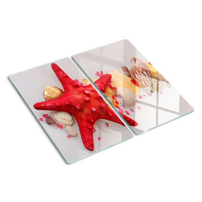 Planche à découper en verre Coquillages et étoiles de mer
