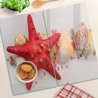 Planche à découper en verre Coquillages et étoiles de mer