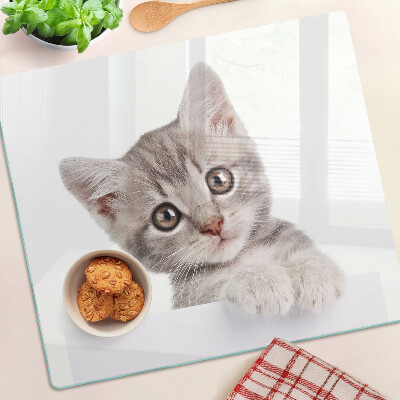 Planche à découper en verre Chaton aux grands yeux