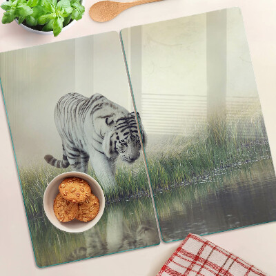 Planche à découper en verre Tigre dans l'herbe