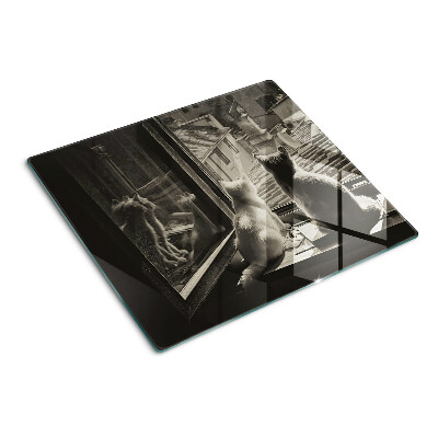 Planche à découper verre Des chats à la fenêtre