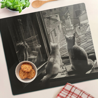 Planche à découper verre Des chats à la fenêtre