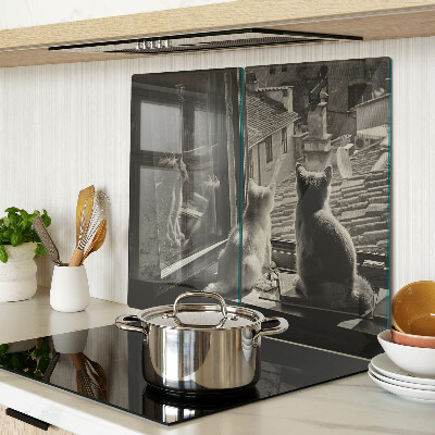Planche à découper verre Des chats à la fenêtre