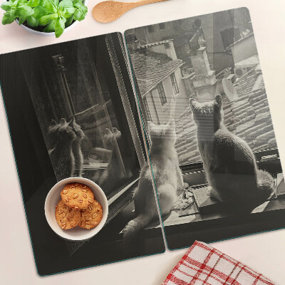 Planche à découper verre Des chats à la fenêtre