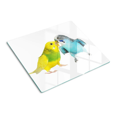 Planche à découper en verre Perroquets jaunes et bleus
