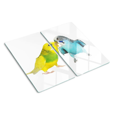 Planche à découper en verre Perroquets jaunes et bleus