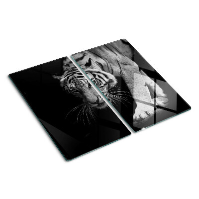Planche à découper verre Tigre en noir et blanc
