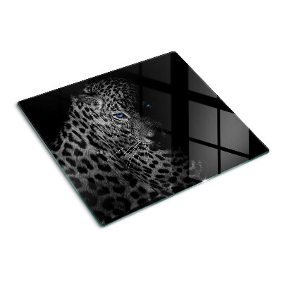 Planche à découper verre Panthère gauche aux yeux bleus