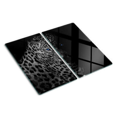 Planche à découper verre Panthère gauche aux yeux bleus