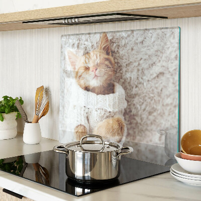 Planche à découper en verre Chaton mignon dans un pull