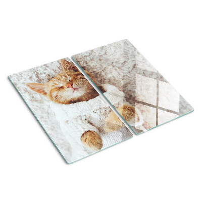 Planche à découper en verre Chaton mignon dans un pull