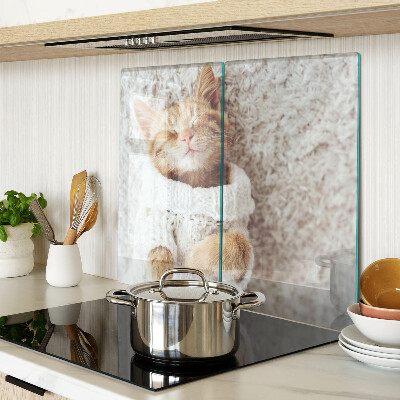 Planche à découper en verre Chaton mignon dans un pull