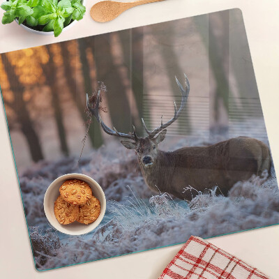 Planche à découper verre Cerf dans la forêt d'hiver