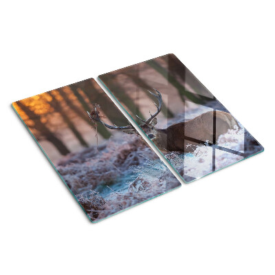 Planche à découper verre Cerf dans la forêt d'hiver