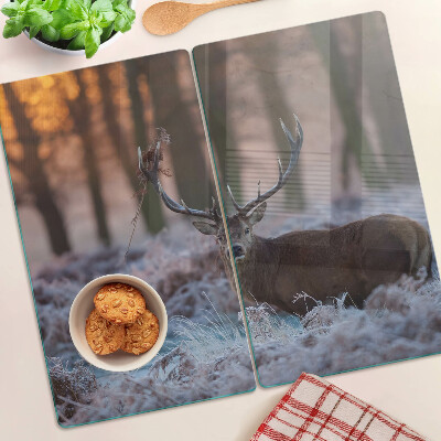 Planche à découper verre Cerf dans la forêt d'hiver